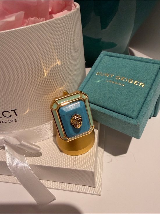 Kurt Geiger Jewelry - Kurt Geiger Turquoise Enamel Gold-Tone Octagonal Ring